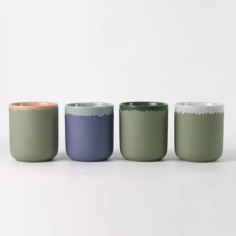قدرتی رنگ ختم کے ساتھ سیرامک ​​موم بتی ہولڈر