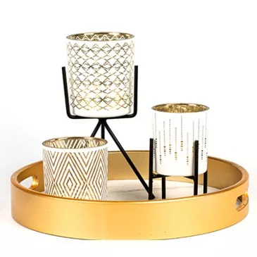 لگژری پیٹرن گلاس موم بتی ہولڈر